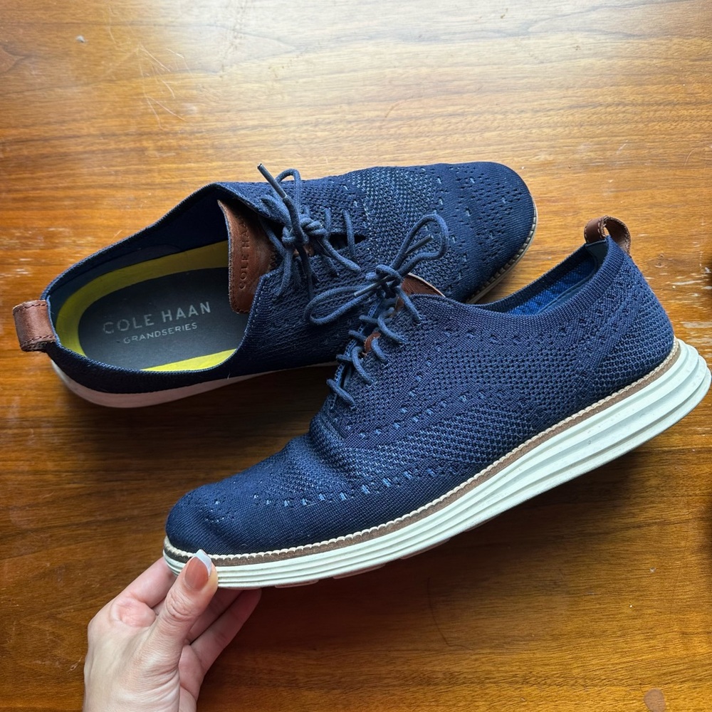 Cole Haan Men's Dark Blue Knit Oxford Shoes